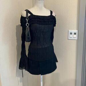 Kaelyn Max black sheer off the shoulder top. Size small.